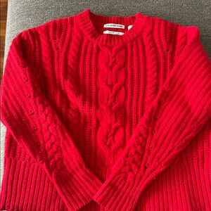 Country Road Women's Red Cable Knit Sweater 💯 %wool